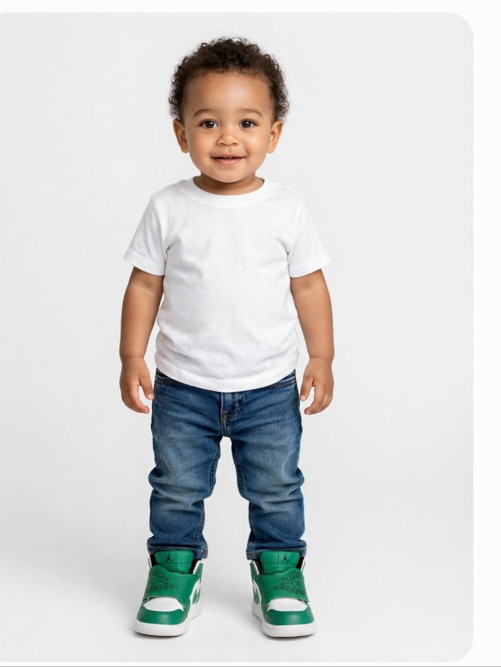 Jordan TODDLER Kids Green and White Strap Sneakers Size 5.5 New
